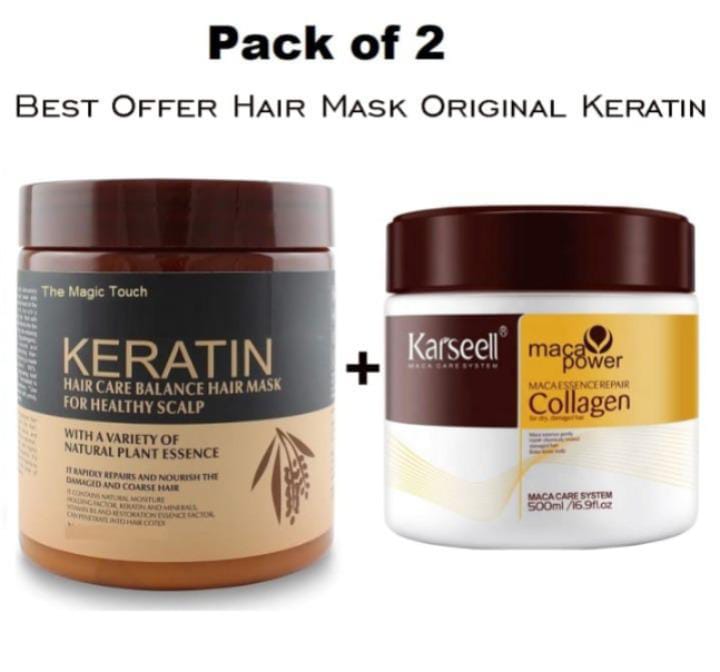 Keratin & Collagen Hair Mask, Pack of 2