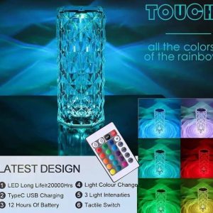 Crystal Diamond Table Lamp, 16 RGB Color
